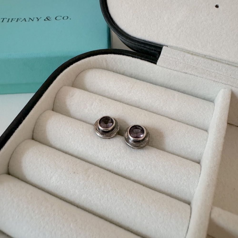 Amethyst and silver stud earrings